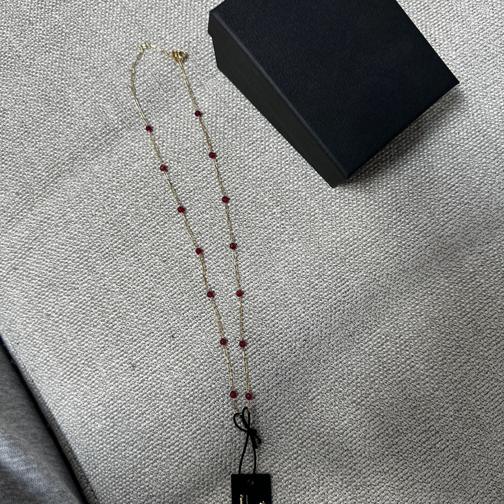 Elegant Gold and Red Beaded Necklace